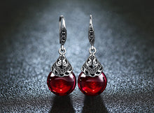 Load image into Gallery viewer, Retro Garnet Drop Earrings
