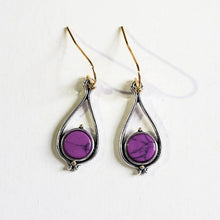 Load image into Gallery viewer, Purple Stone Drop Earrings
